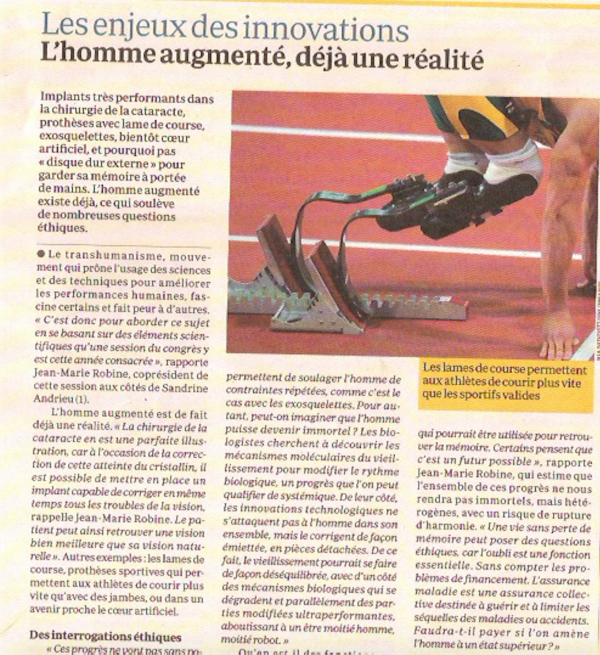 « Les enjeux des innovations : l’homme augmenté, déjà une réalité » (Le Quotidien du Médecin, 26 novembre 2018)
