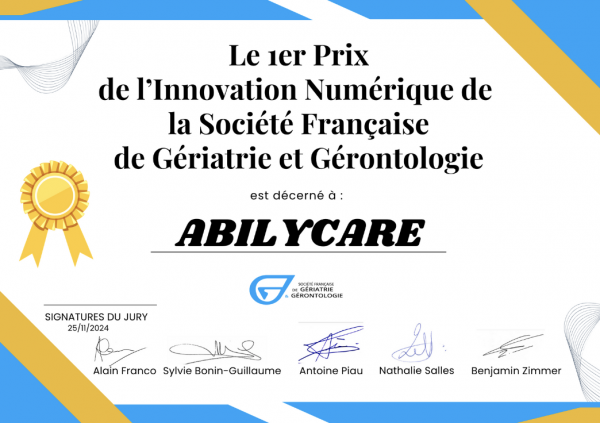 Le 2e Prix de l’Innovation Numérique de la SFGG a été décerné à AbilyCare