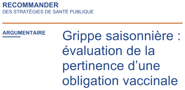 Recommandations – Grippe saisonnière : évaluation de la pertinence d’une obligation vaccinale